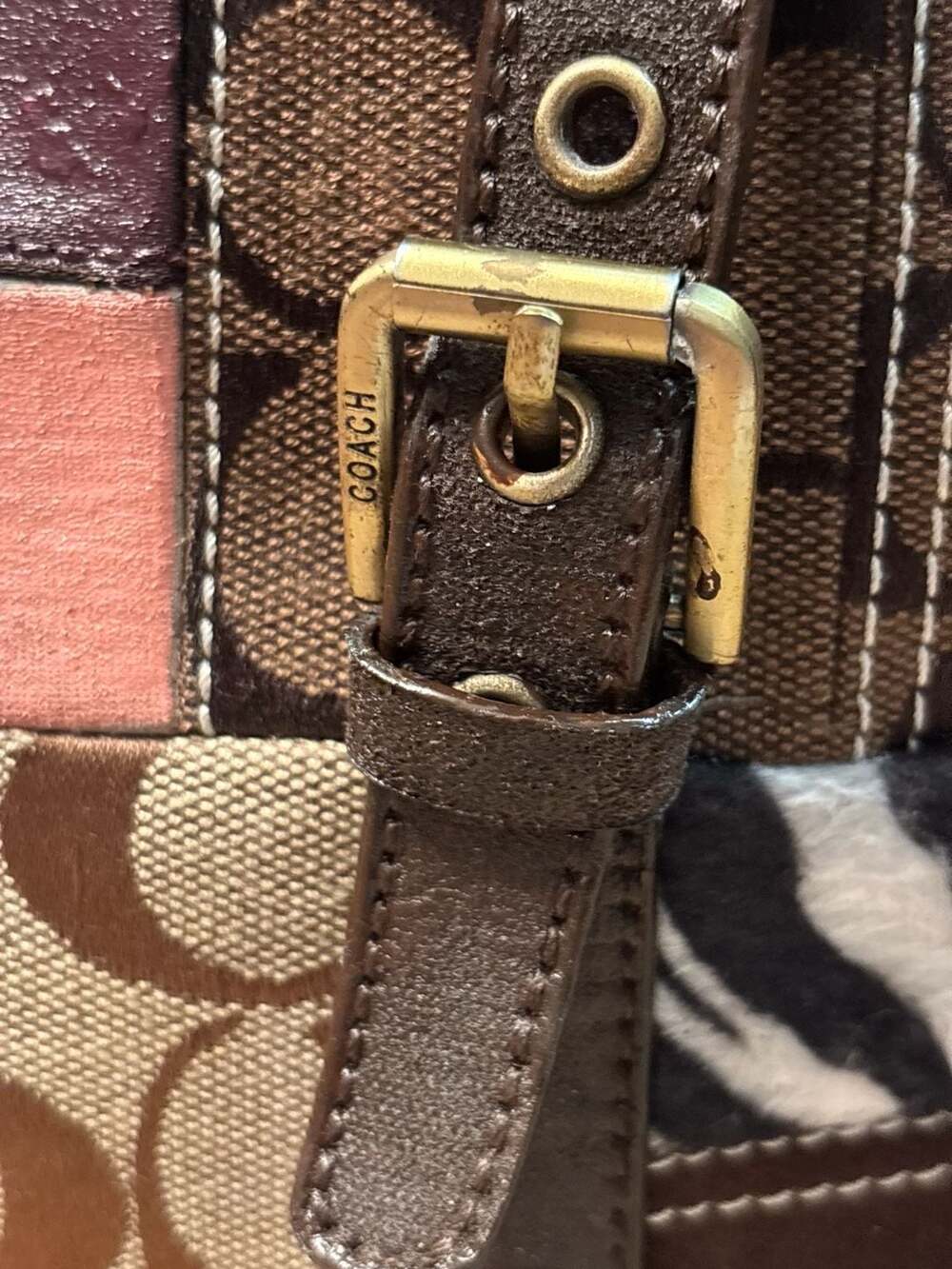 Coach Signature Multicolor Suede and Leather Patchwork Tote RESTORED - Picture 7 of 12
